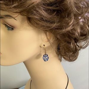 Murano Glass Earrings 
Clear and Blue Glass